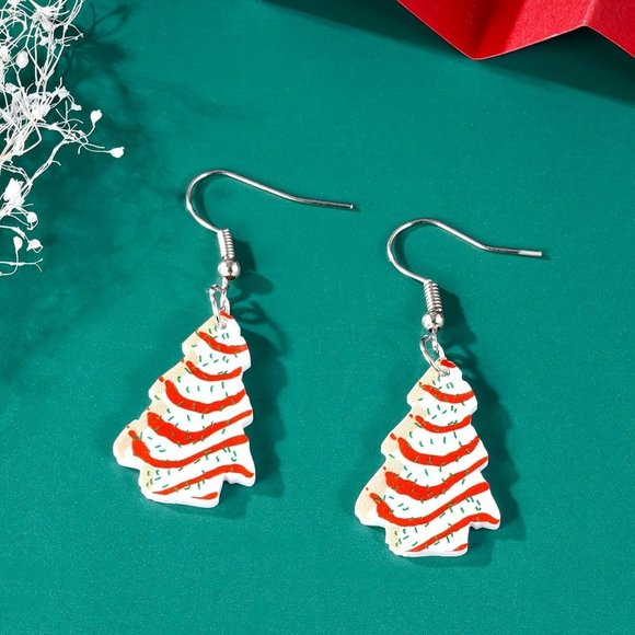 Women Handmade Bead Tree Santa Clause Wreath Candy Cane Drop Dangle Earrings - Picture 3 of 6